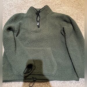 PINK Victoria's Secret Green Sherpa Pullover
